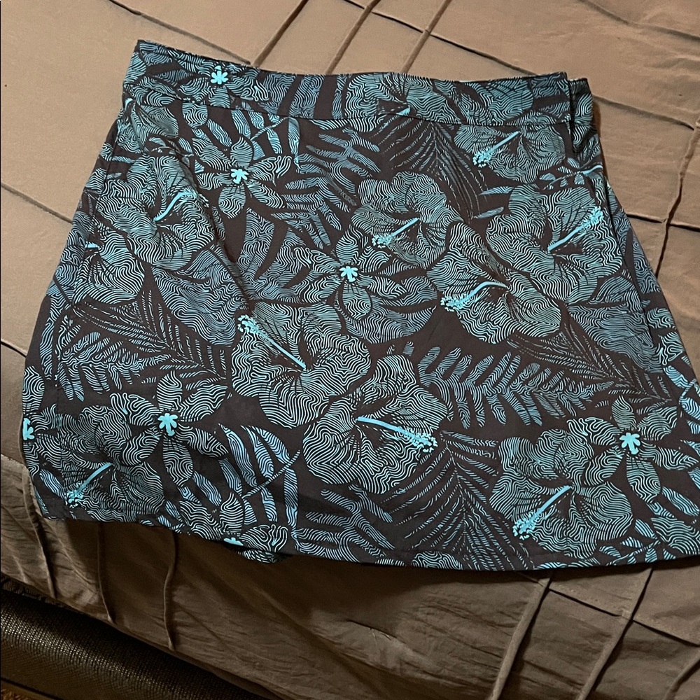 Rip Skirt  Floral Black and Blue wrap around  Mini Skirt